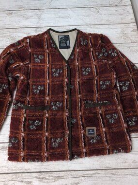 Vintage Orage Fleece Button Sweater Made in Canada Women Size Small